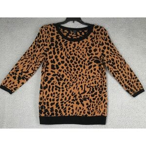 Talbots Sweater Blouse Womens Size M 3/4 Sleeve Pullover Leopard Print